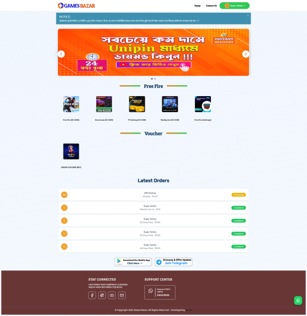 Free Fire Auto Topup Website